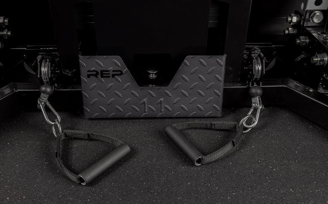 Ares Cable Attachment Close Up of Foot Plate and D-handles for Low Rows